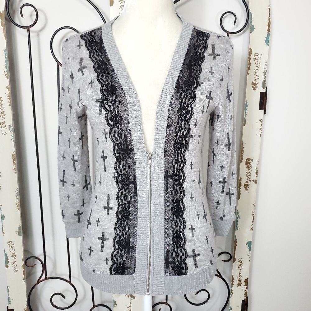Spoiled zip up cardigan sweater small